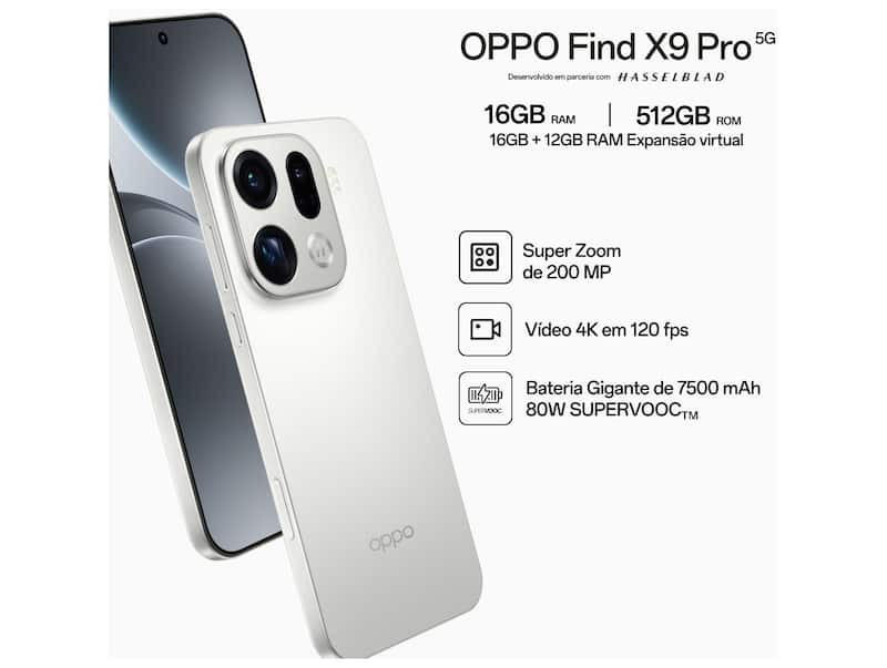 Smartphone OPPO Find X9 Pro 512GB 5G 16GB RAM + 12GB RAM Boost